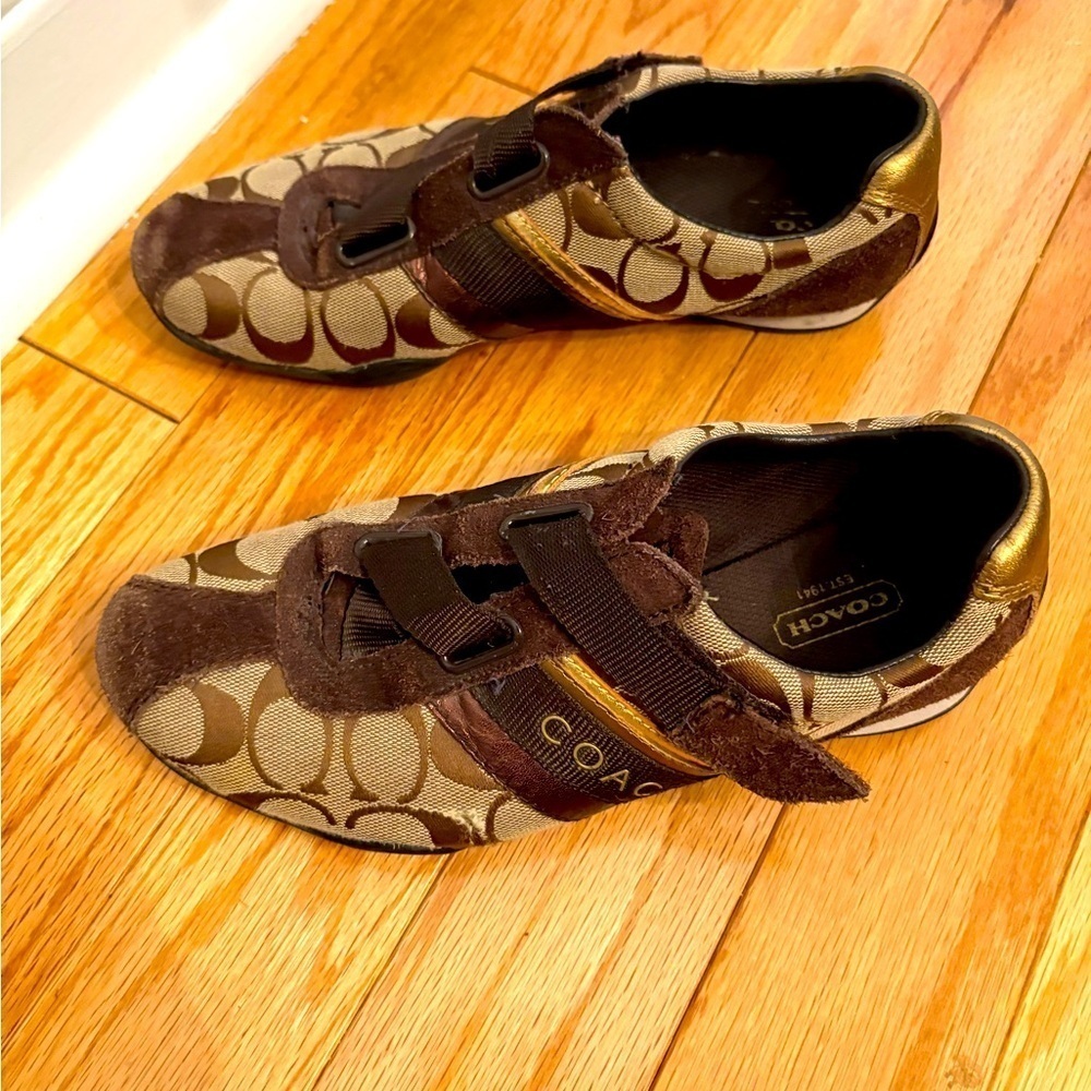 Coach Sneakers brown, and tan canvas/suede 7 1/2